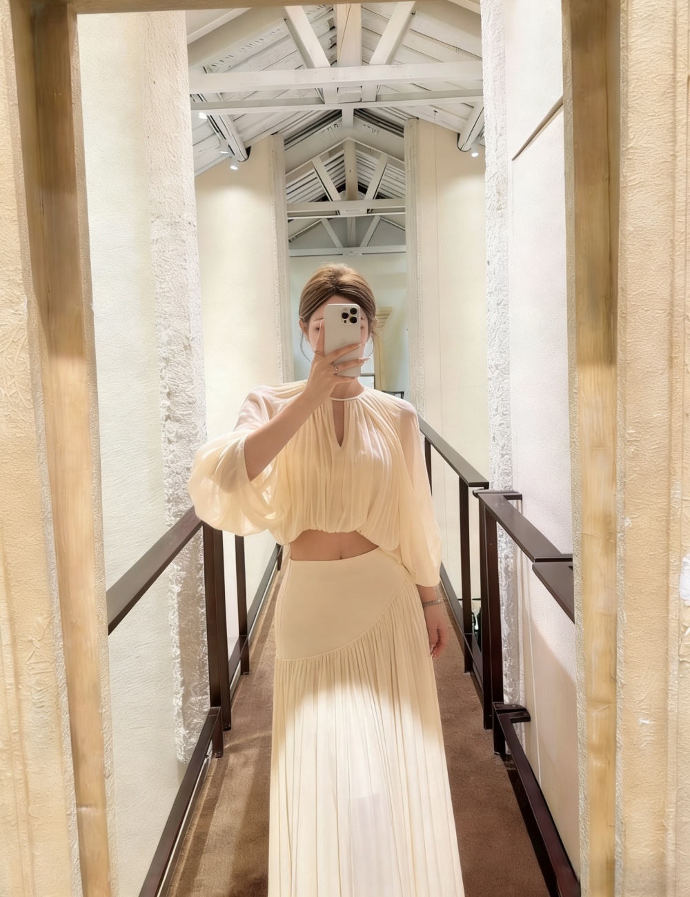 Spring and summer tops pleated skirt 2pcs set