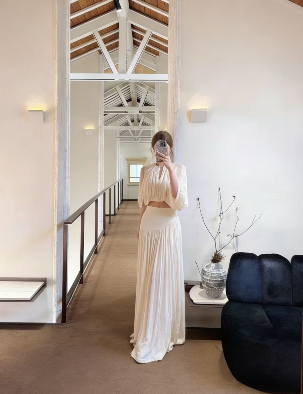 Spring and summer tops pleated skirt 2pcs set