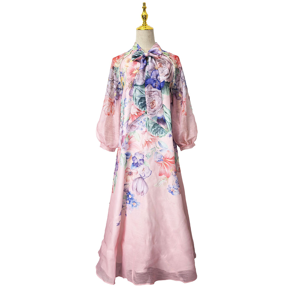 Spring elegant style long dress printing jumpsuit