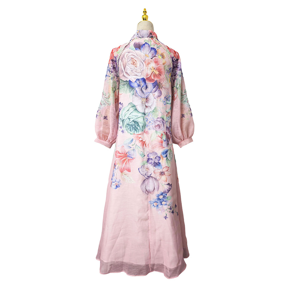 Spring elegant style long dress printing jumpsuit