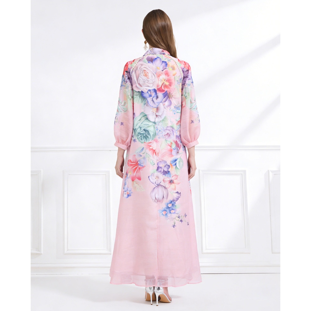 Spring elegant style long dress printing jumpsuit