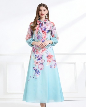 Bow frenum long dress vacation elegant style jumpsuit