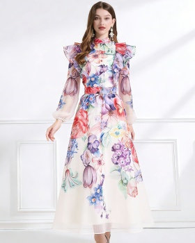 Lotus leaf edges flowers dress 2pcs set