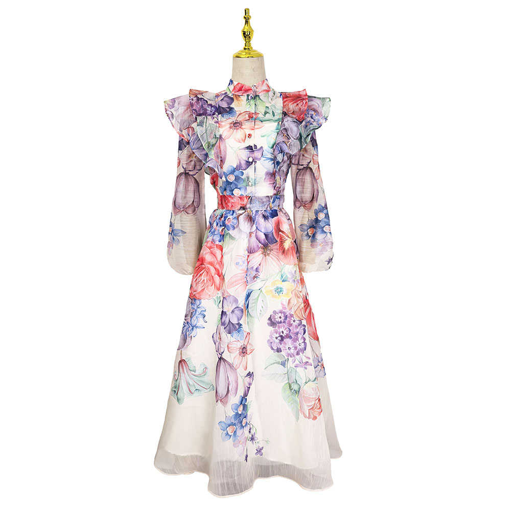 Lotus leaf edges flowers dress 2pcs set