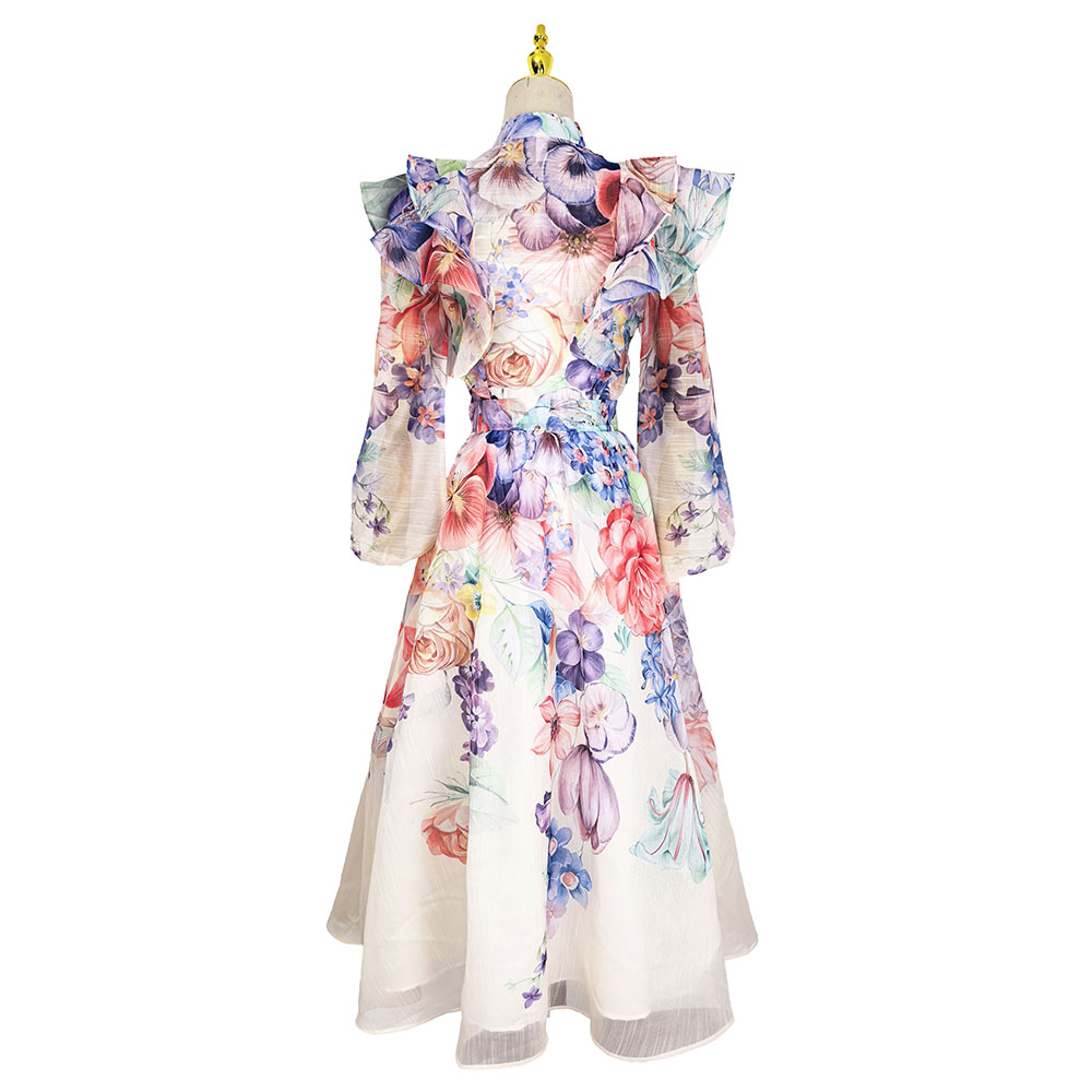 Lotus leaf edges flowers dress 2pcs set