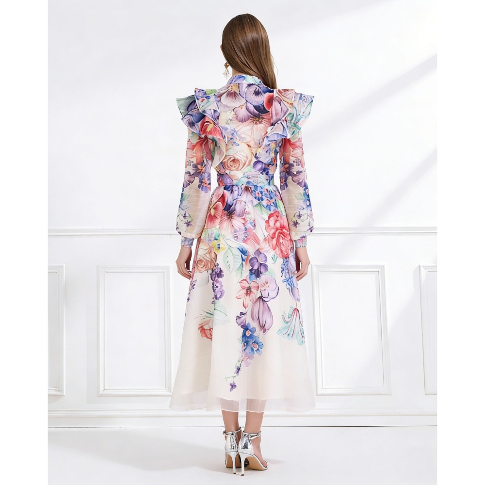 Lotus leaf edges flowers dress 2pcs set