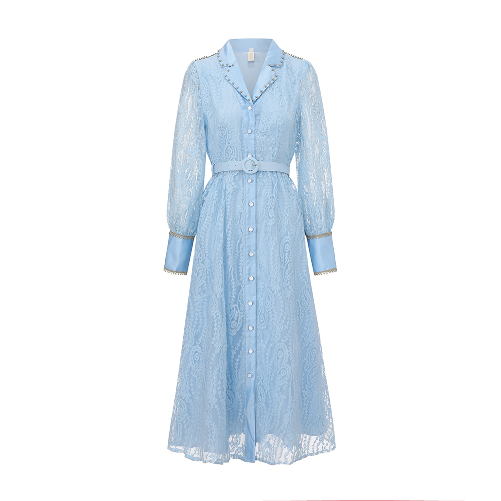 Pinched waist rivets dress elegant spring business suit