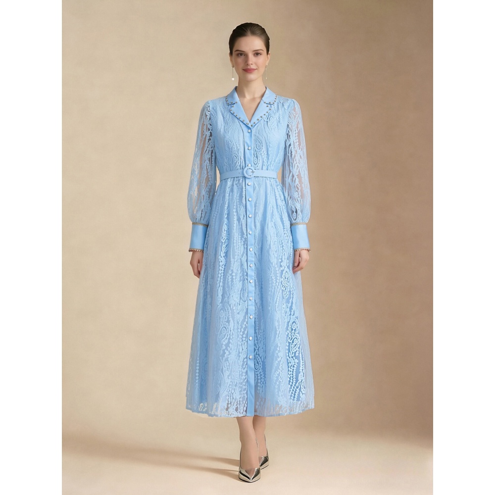 Pinched waist rivets dress elegant spring business suit