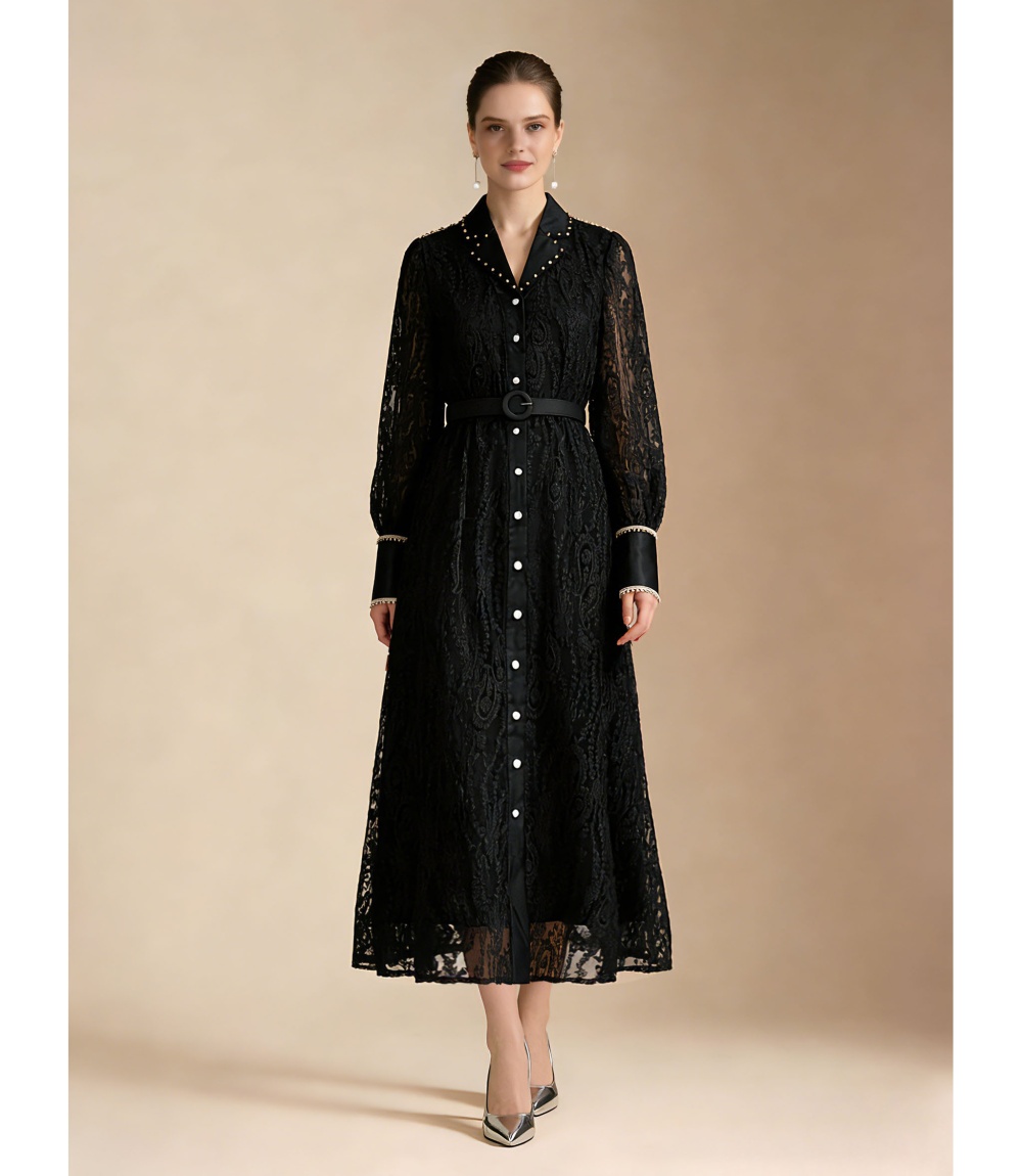 Lace elegant dress pinched waist spring business suit