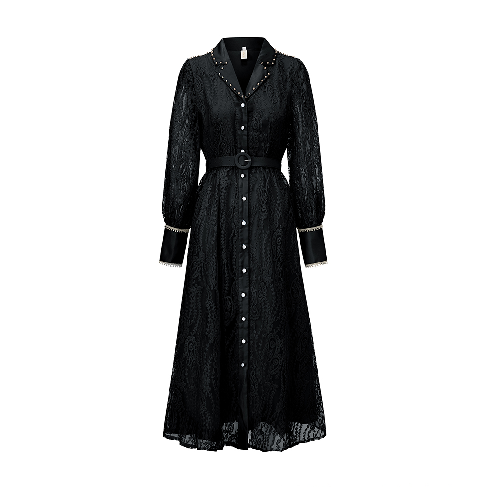 Lace elegant dress pinched waist spring business suit