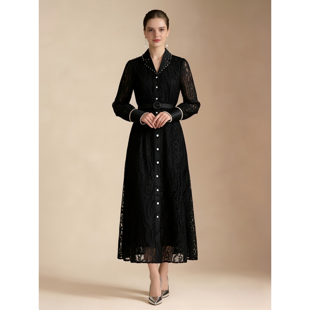 Lace elegant dress pinched waist spring business suit