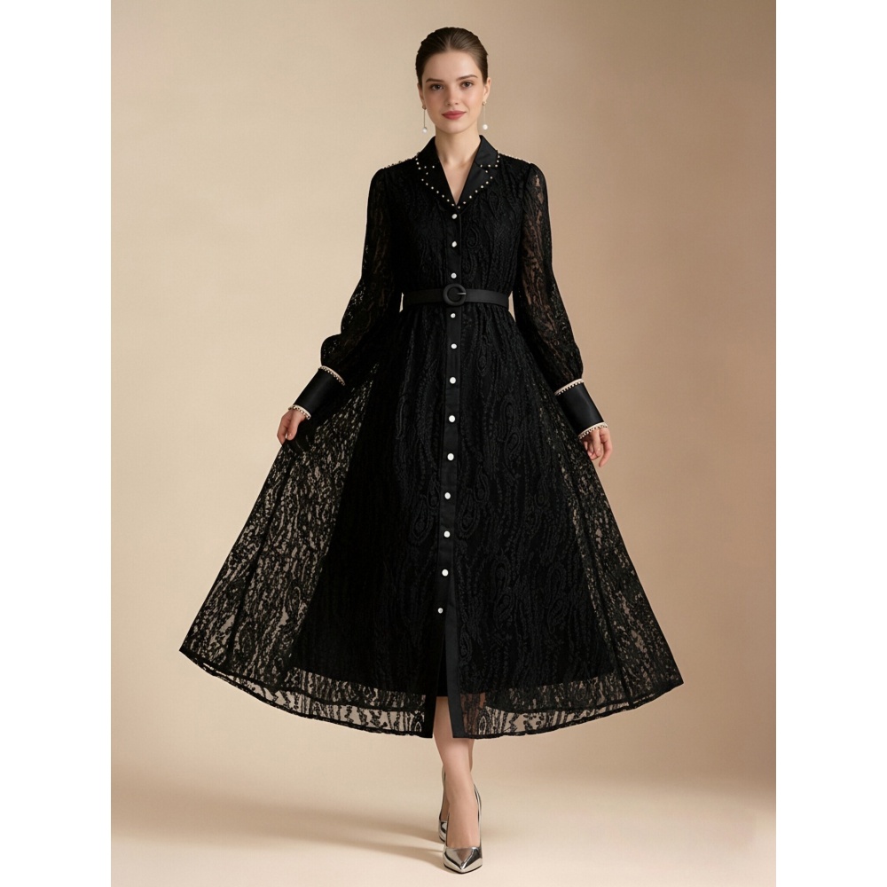 Lace elegant dress pinched waist spring business suit