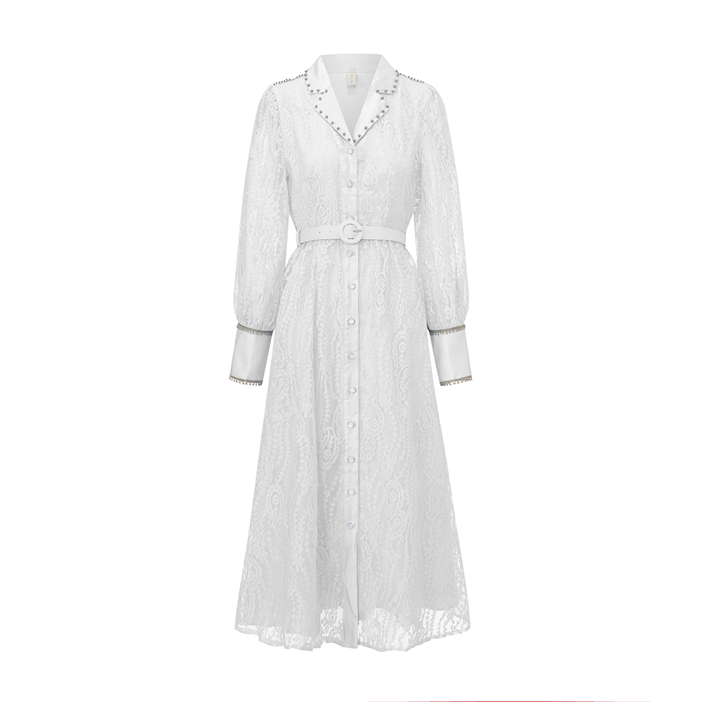 Pinched waist elegant dress lace business suit