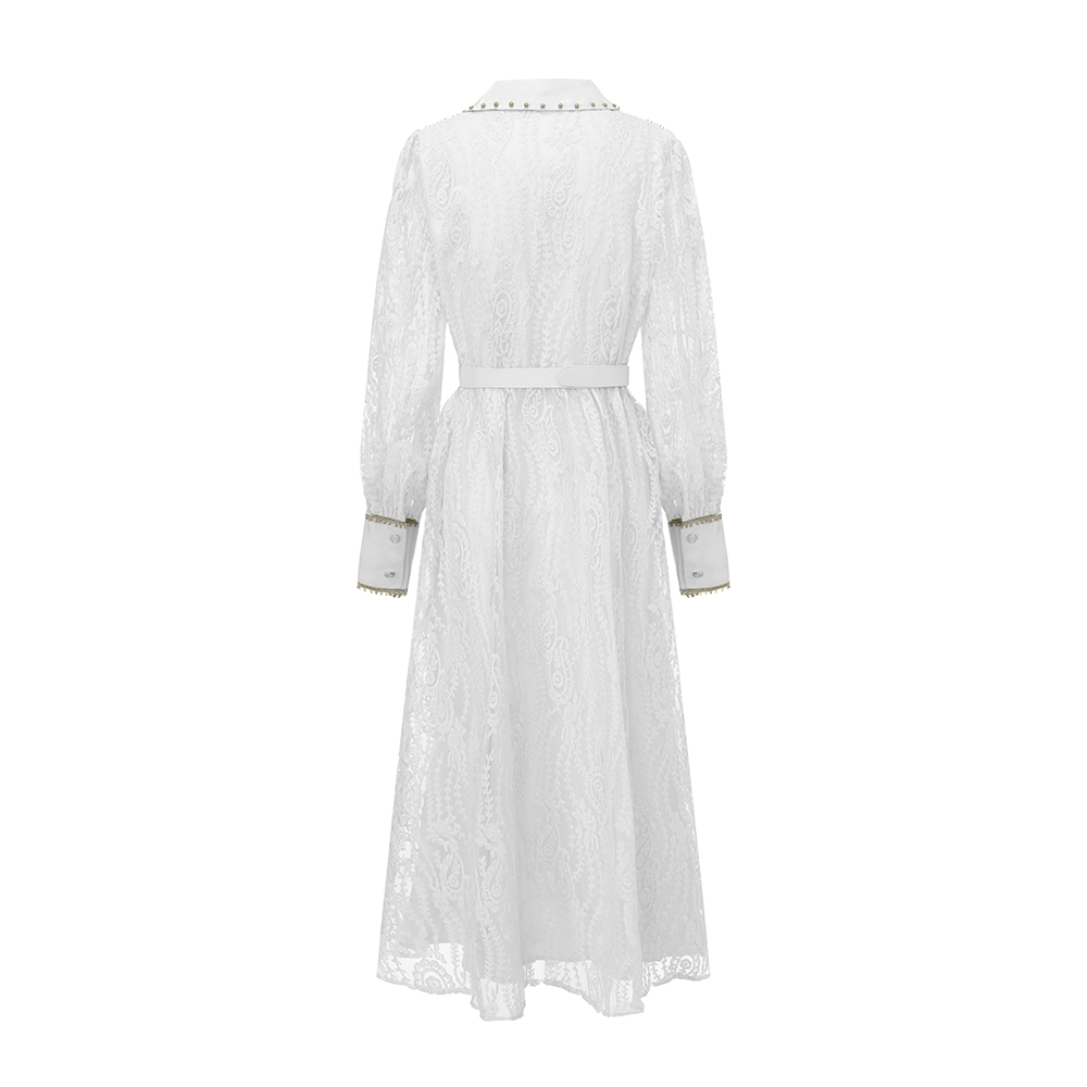 Pinched waist elegant dress lace business suit