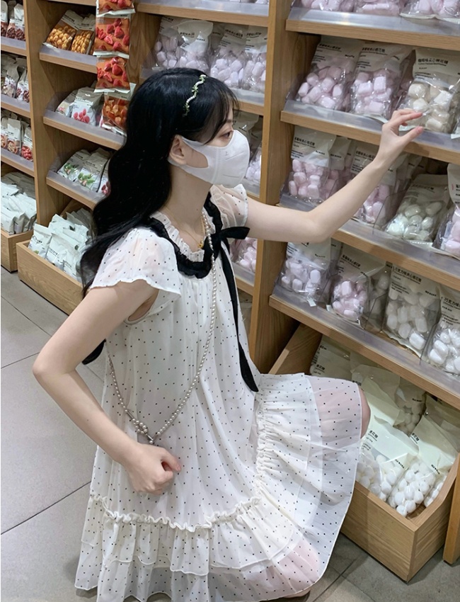 Boats sleeve sweet T-back long dress for women