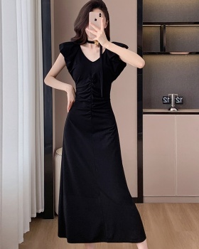 V-neck butterfly fold summer elegant halter temperament dress