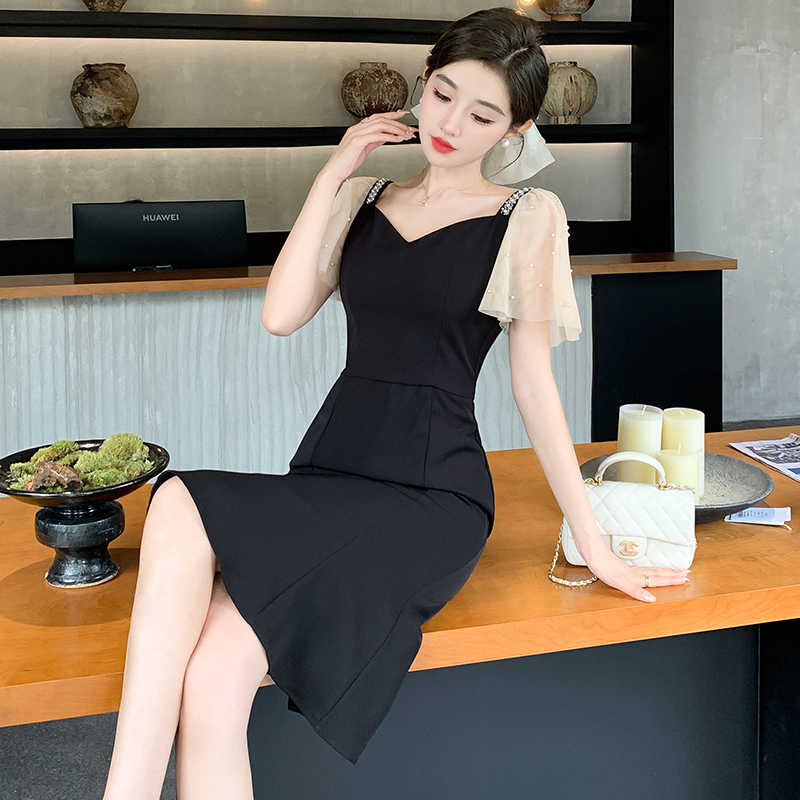 Fashion ladies slim summer beading mermaid long dress