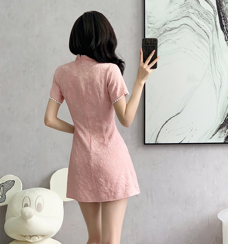 Jacquard Chinese style cheongsam summer shorts 2pcs set