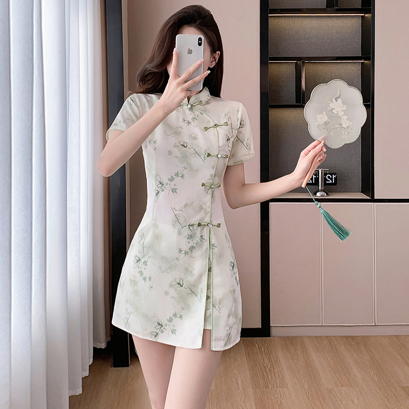 Temperament sweet shorts Chinese style summer dress 2pcs set