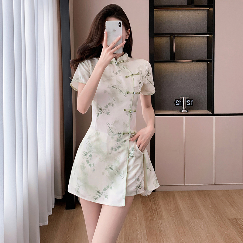 Temperament sweet shorts Chinese style summer dress 2pcs set