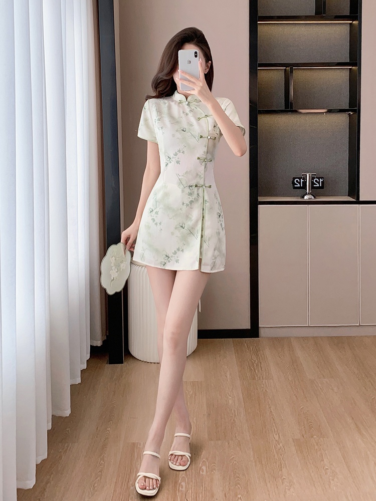 Temperament sweet shorts Chinese style summer dress 2pcs set
