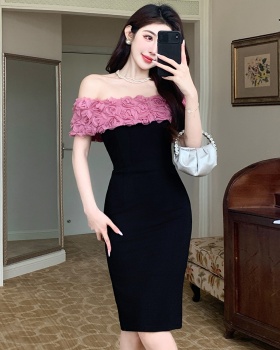 Rose elasticity dress package hip splice formal dress