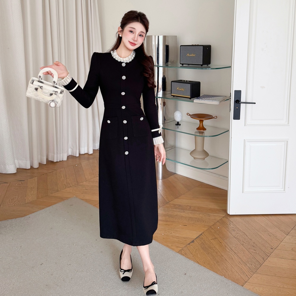 Spring beading temperament long large yard dress