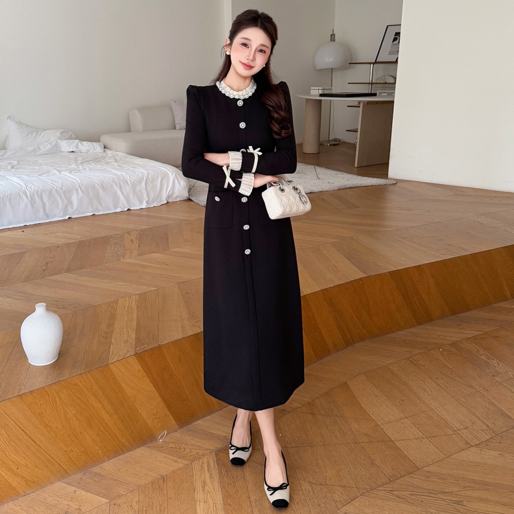 Spring beading temperament long large yard dress