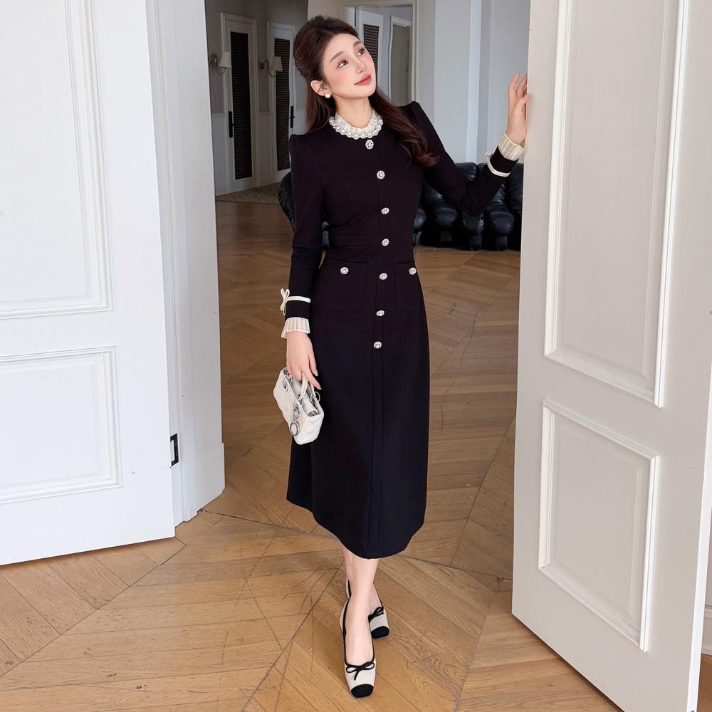 Spring beading temperament long large yard dress