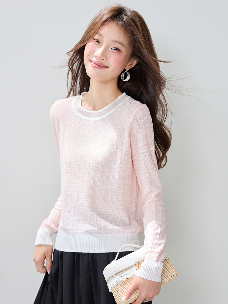 Mixed colors sweater bottoming shirt for women