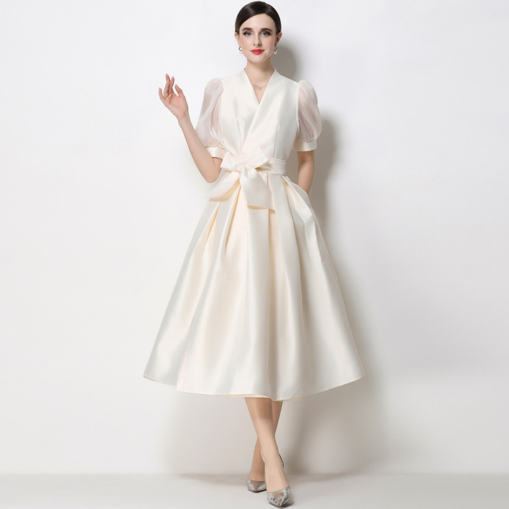 Slim temperament dress A-line V-neck formal dress