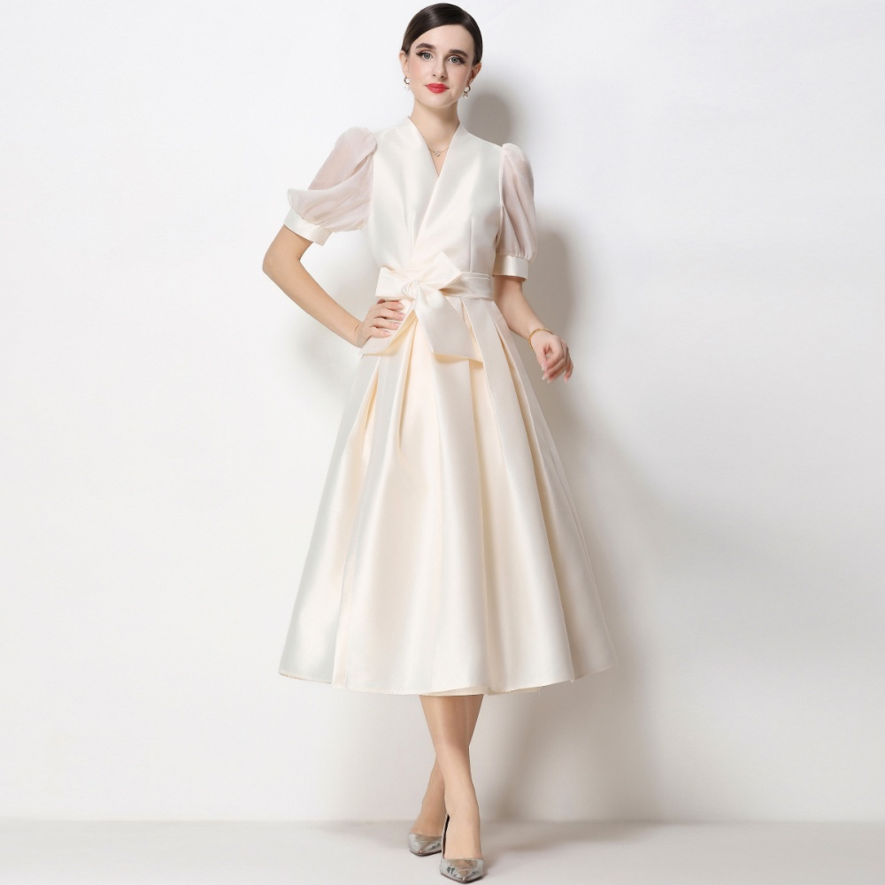 Slim temperament dress A-line V-neck formal dress