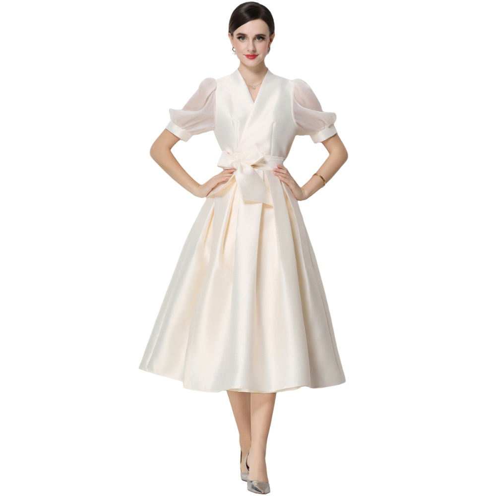 Slim temperament dress A-line V-neck formal dress