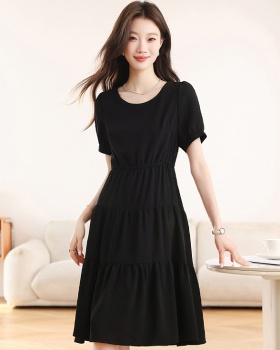 Slim France style summer black temperament dress for women