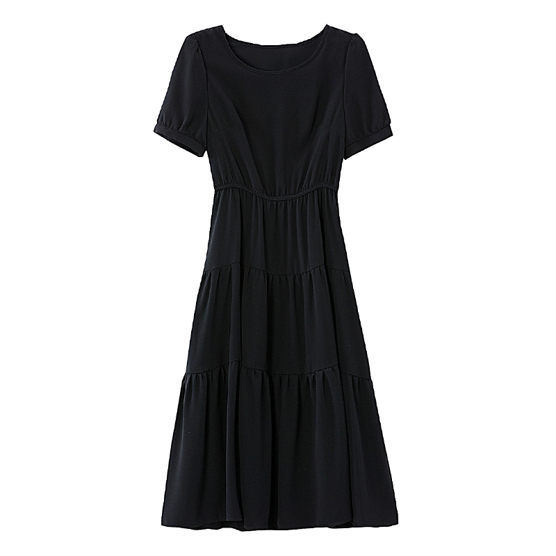 Slim France style summer black temperament dress for women