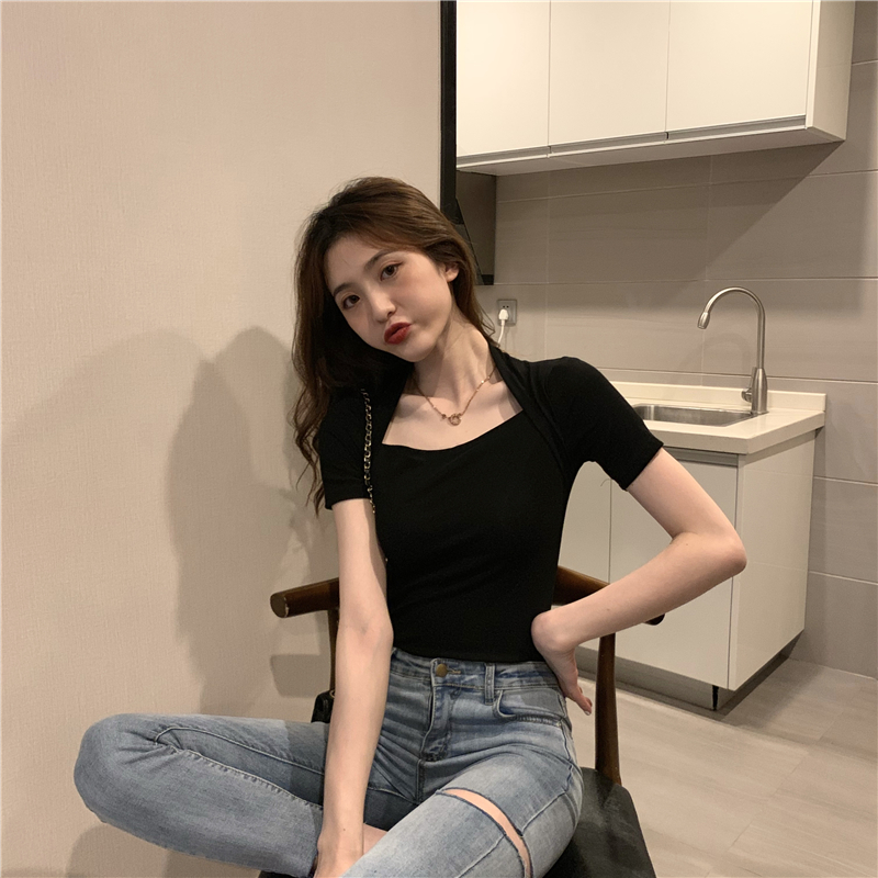 Tight tops clavicle bottoming shirt for women