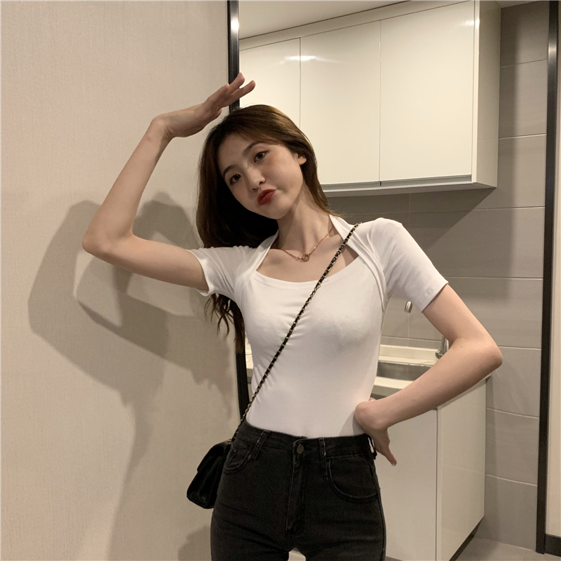 Tight tops clavicle bottoming shirt for women