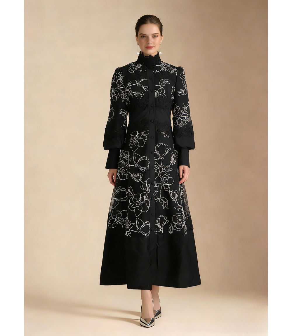 Splice elegant vacation pinched waist frenum spring long dress