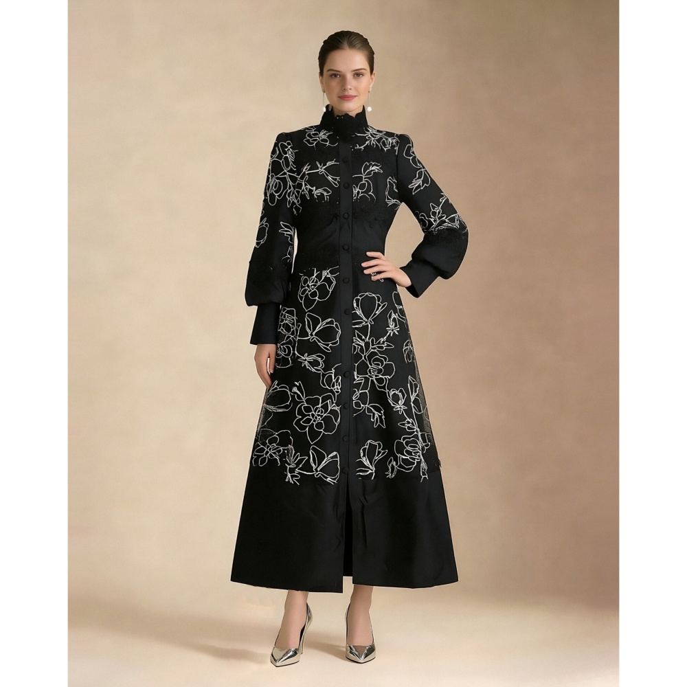 Splice elegant vacation pinched waist frenum spring long dress