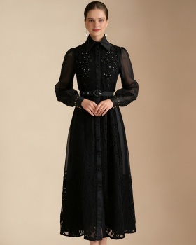 Elegant colors lace stereoscopic long dress