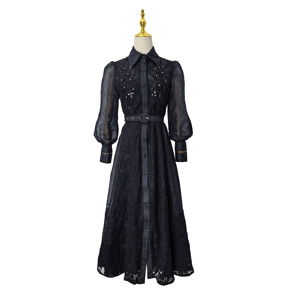 Elegant colors lace stereoscopic long dress