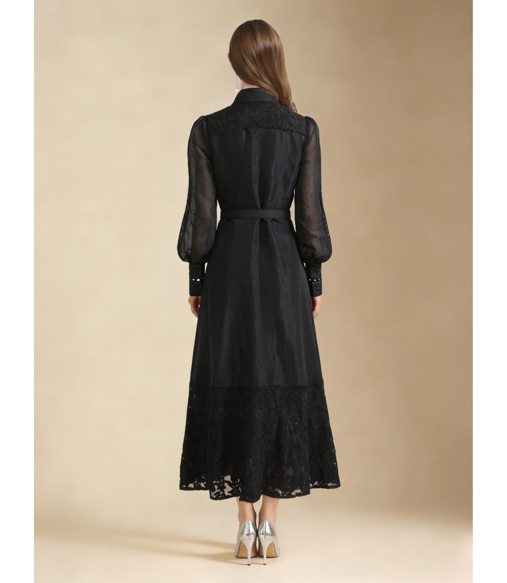 Elegant colors lace stereoscopic long dress