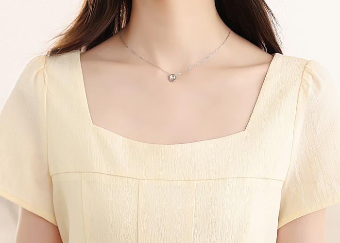 Pinched waist long dress square collar dress for women