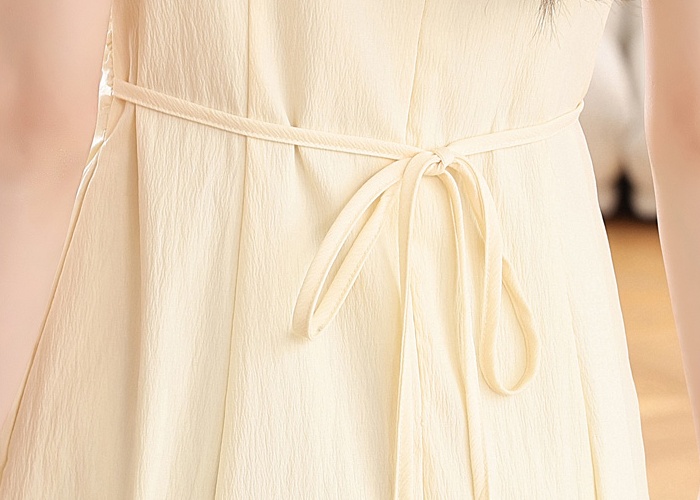 Pinched waist long dress square collar dress for women