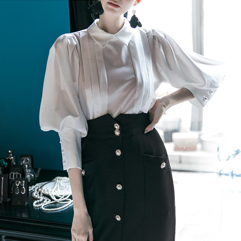 Puff sleeve shirt inside the ride tops for women