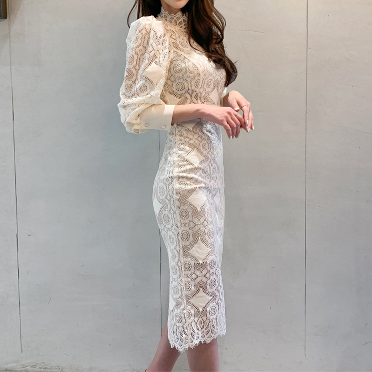 Elegant lace dress stereoscopic formal dress