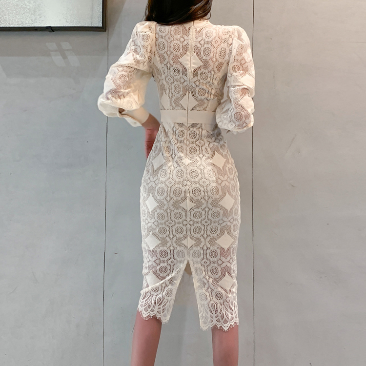 Elegant lace dress stereoscopic formal dress