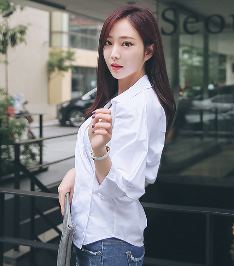 All-match puff sleeve shirt V-neck tops for women