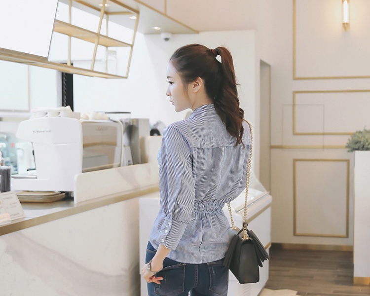 All-match puff sleeve shirt V-neck tops for women