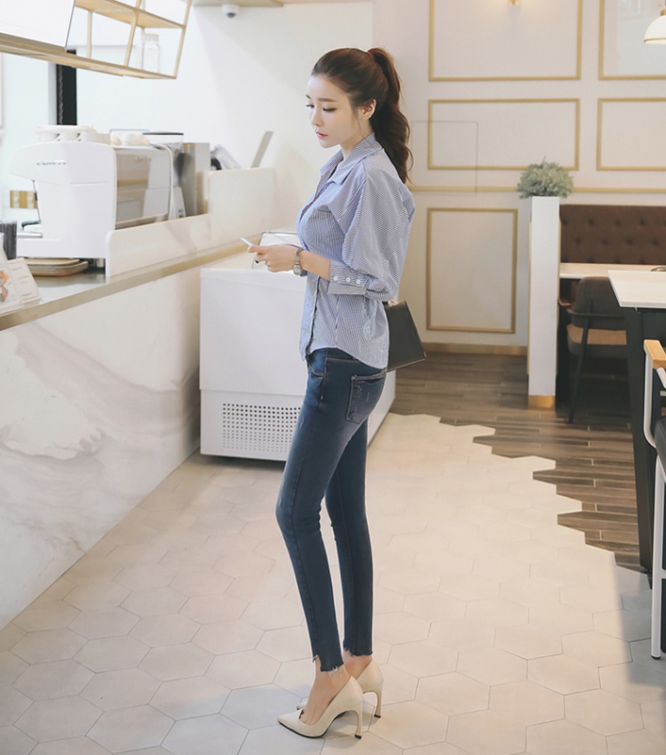 All-match puff sleeve shirt V-neck tops for women